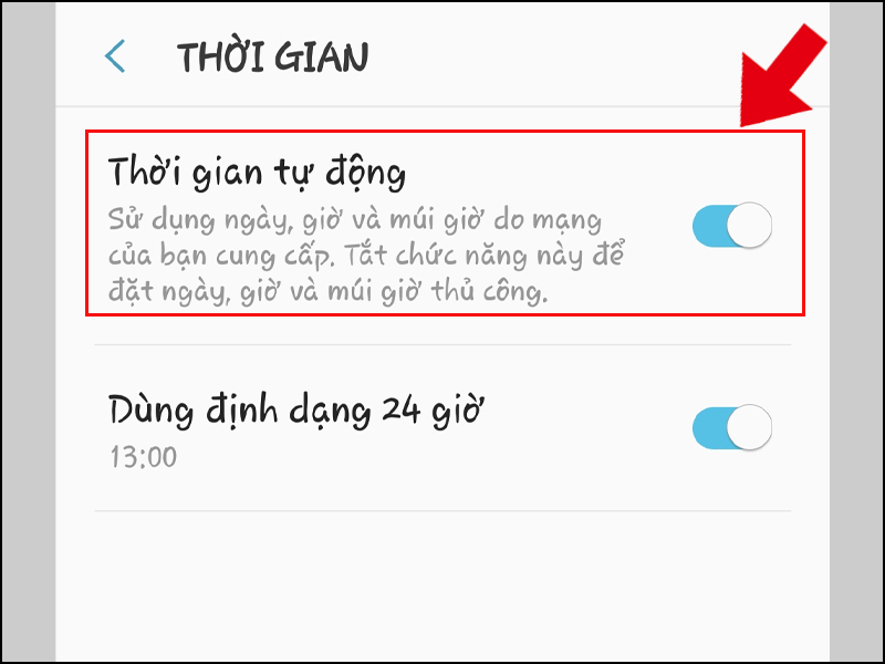 Bật Thời gian tự động